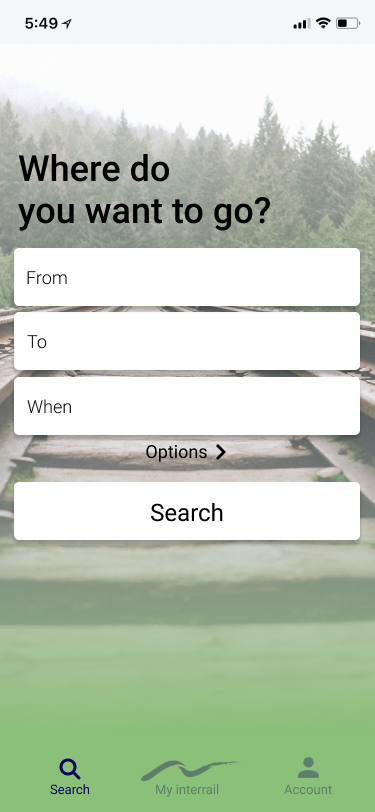 interrail app prototype med ny design