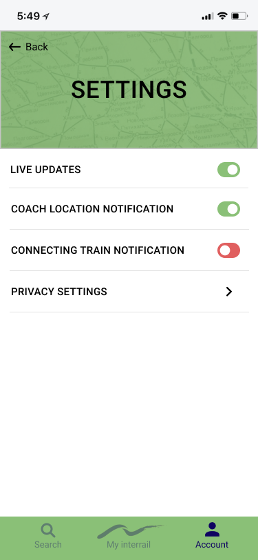 interrail app prototype med ny design
