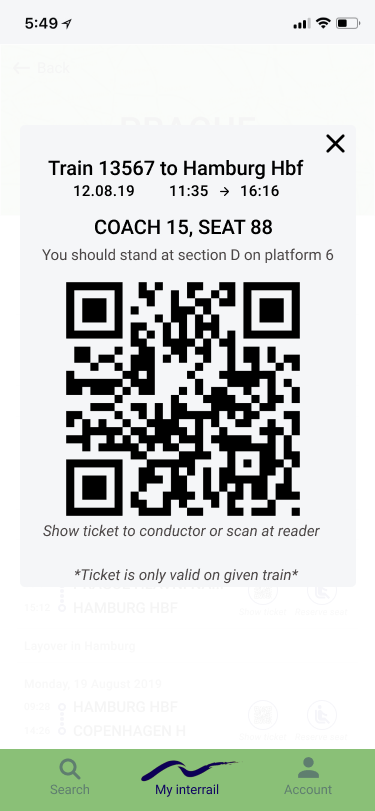 interrail app prototype med ny design